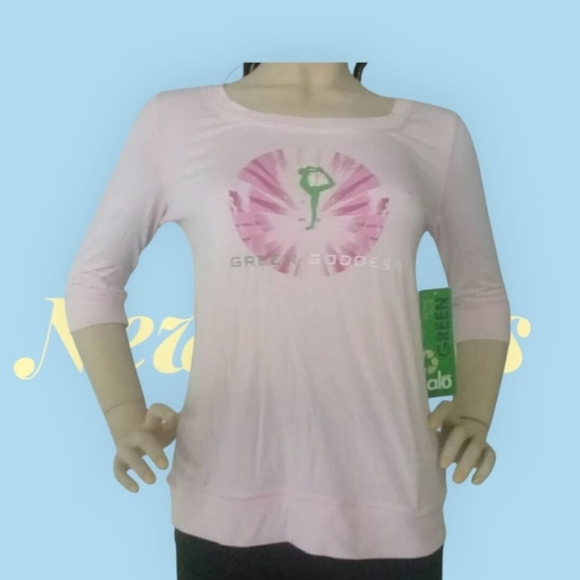 ALO BAMBOO T - SHIRT 3/4 SLEEVES  Powder Pink ALO - Picture 2 of 14